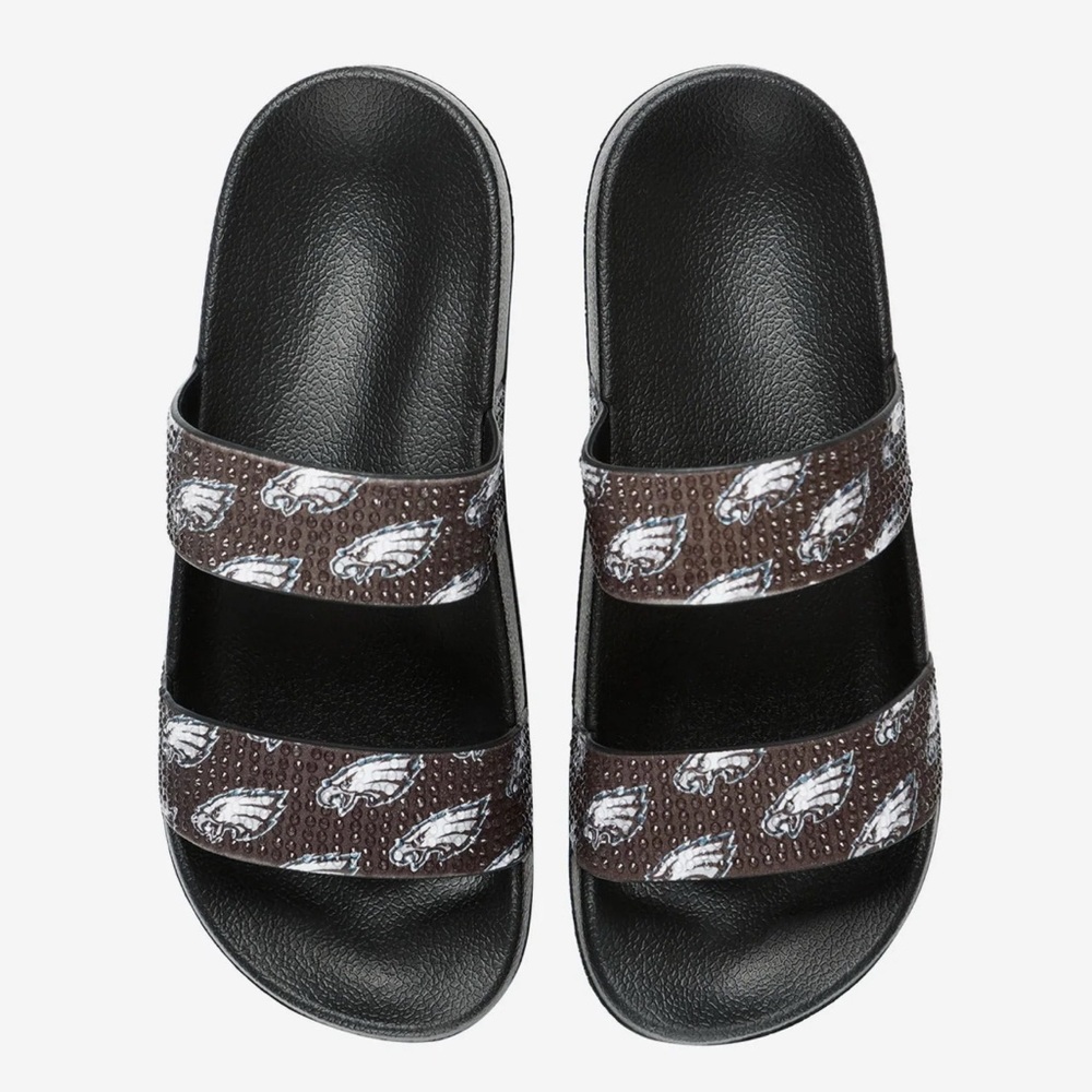 Philadelphia Eagles Womens Double Strap Shimmer Sandal